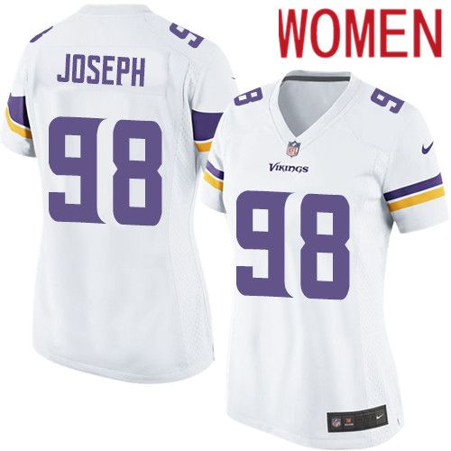 Women Minnesota Vikings #98 Linval Joseph Nike White Game NFL Jersey->women nfl jersey->Women Jersey